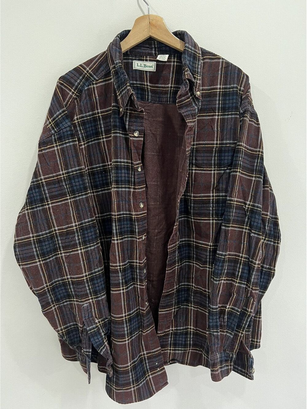 Vintage LL Bean Plaid Corduroy Button Up Shirt xxl
